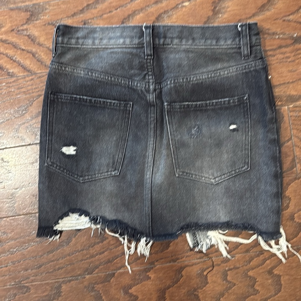 We the Free black denim distressed mini skirt, size 24 - Picture 6 of 8